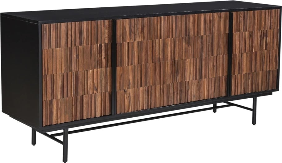 Bufe Jenga me 4 dyer, ngjyrë e zezë dhe arre, 174x45x75