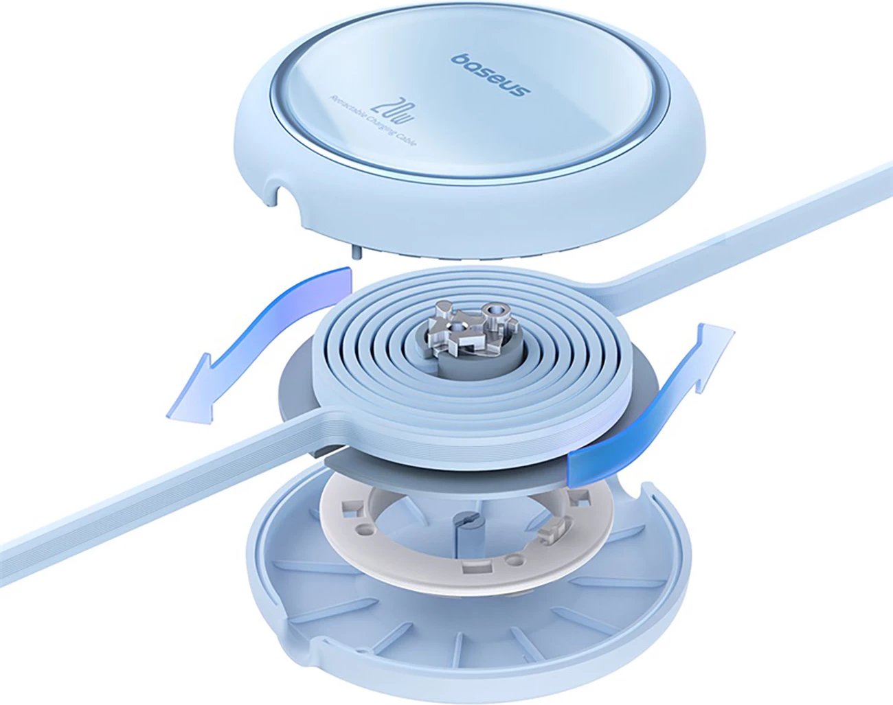 Kabllo karikimi Baseus Free2Pull, USB-C në Lightning, 1m, 20W, kaltër