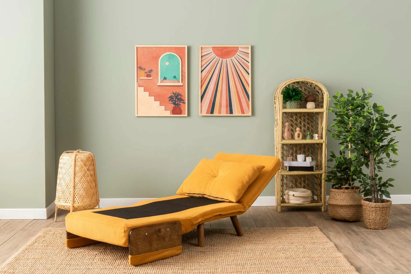 Krevate-karrige një vendës Cosmo, ngjyrë mustardë, Atelier del Sofa