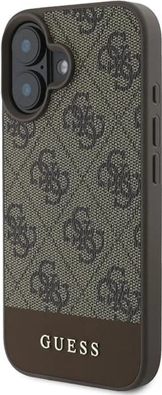 Mbështjellës Guess 4G Bottom Stripe për iPhone 16 Plus 6.7", Kafe Mbështjellës Guess 4G Bottom Stripe për iPhone 16 Plus 6.7", Kafe