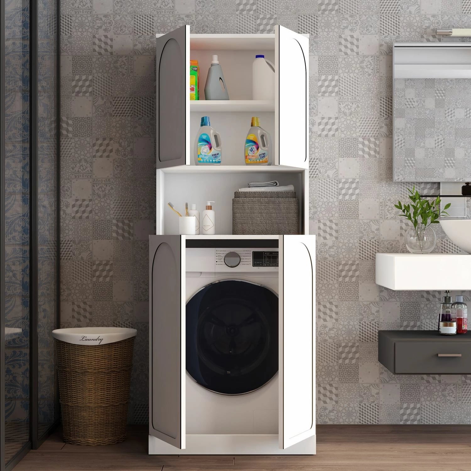 Dollap për lavatriçe, ngjyrë e bardhë, Skye Decor Lyon 73