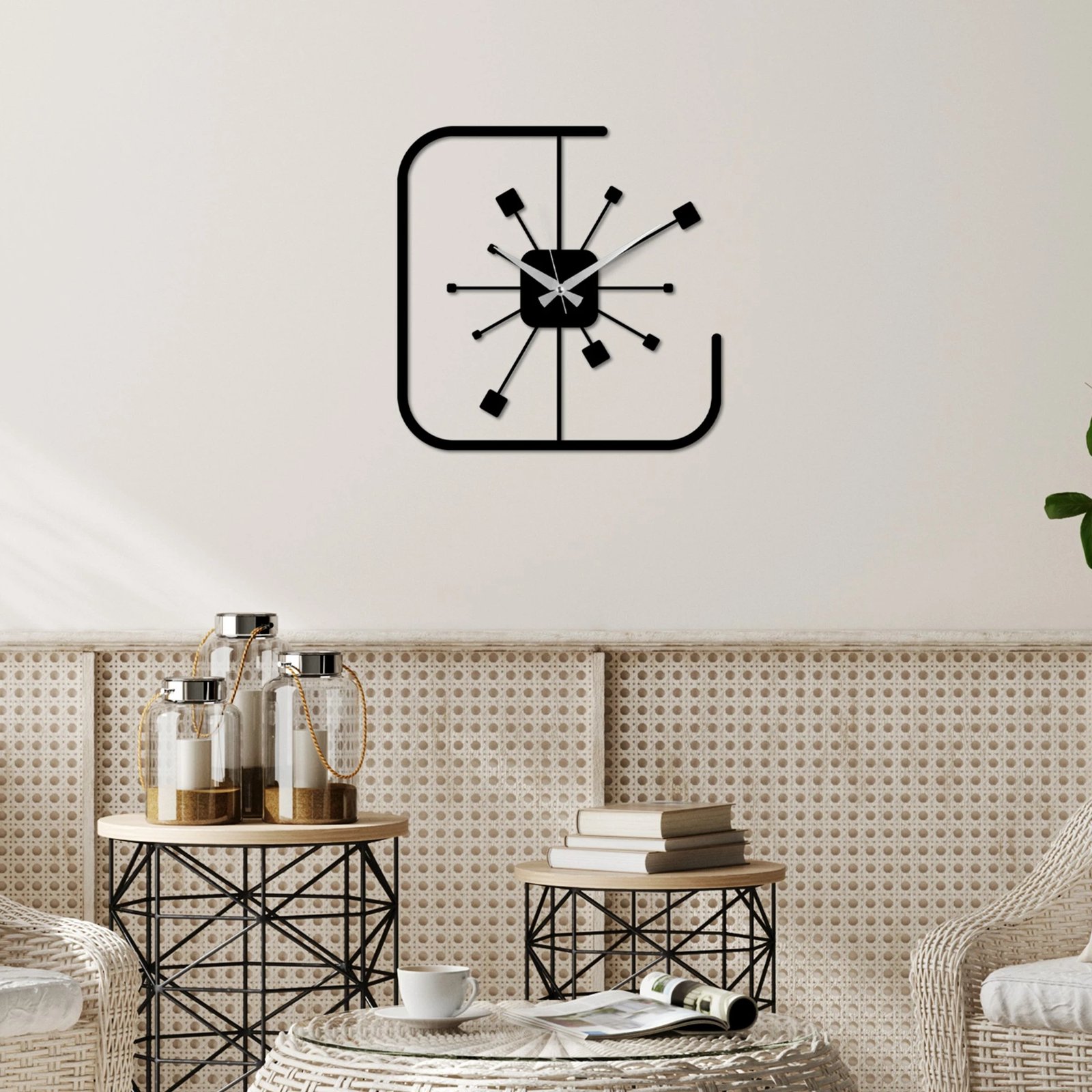 Orë muri dekorative metalike Wallity, katrore, e zezë