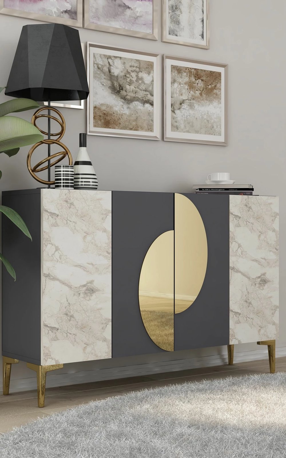 Konsol Skye Decor, Afra KM120, antracit, mermer Ephesus, ari