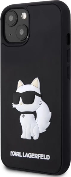Mbështjellës Karl Lagerfeld KLHCP14S3DRKHNK për iPhone 14 6.1", i zi, 3D Rubber Choupette