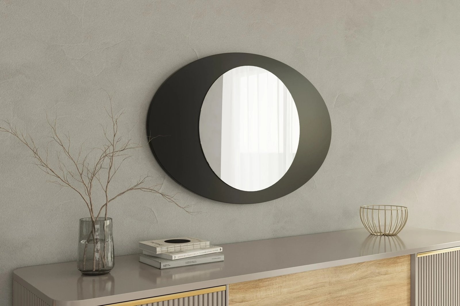 Pasqyrë dekorative, ngjyrë e zezë, Skye Decor, Obble