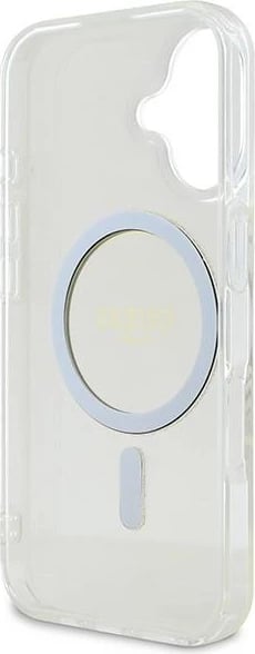 Mbështjellës Guess IML Glitter Circle MagSafe për iPhone 16, Transparent