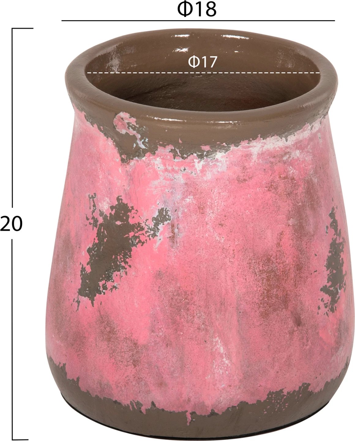 Vazo dekorative FH4381, ngjyrë terrakote, Φ18Χ20Hcm