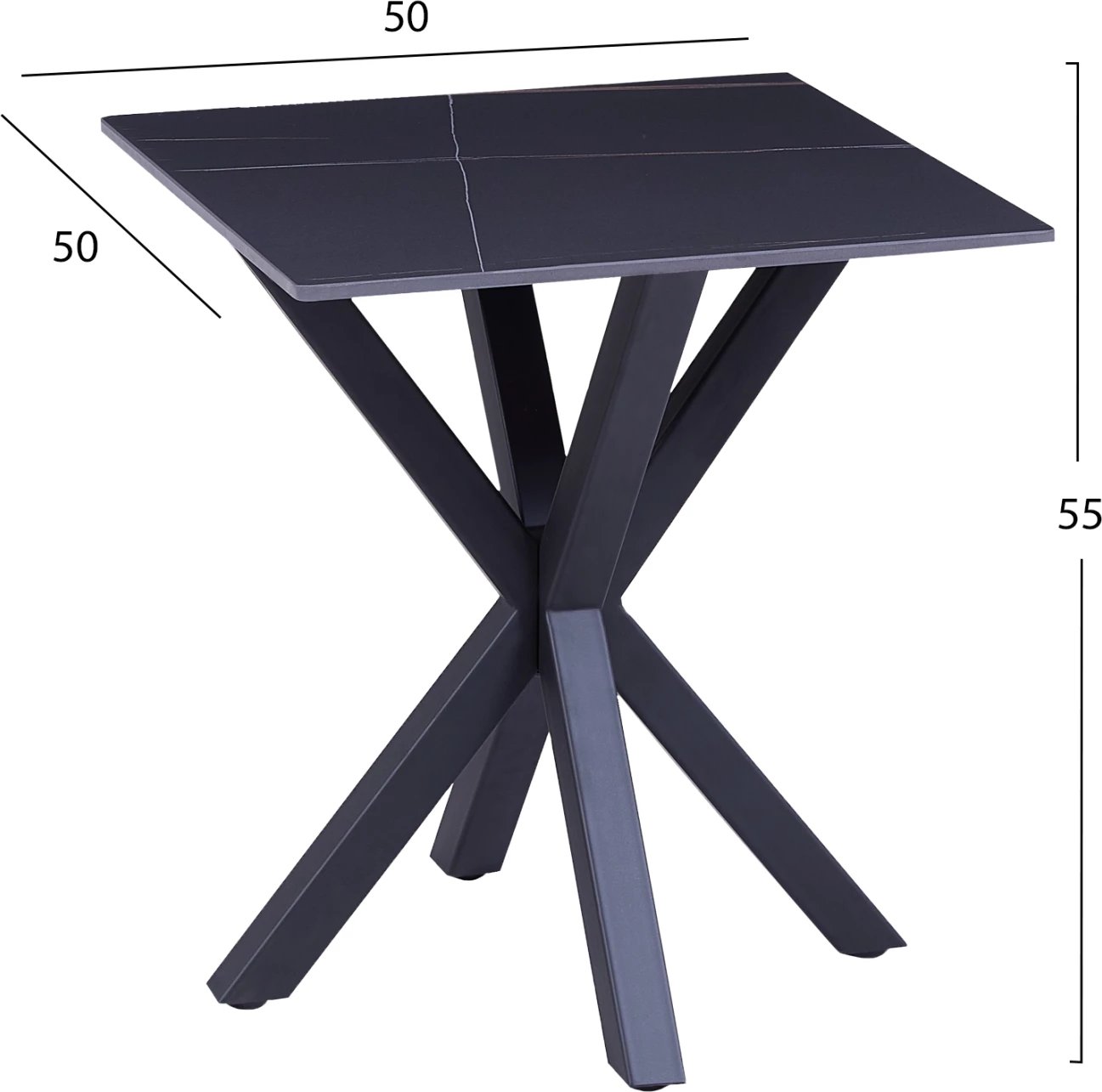 Tavolinë anësore, ngjyrë mermeri e zezë, FH9471.04, 50x50x55 cm