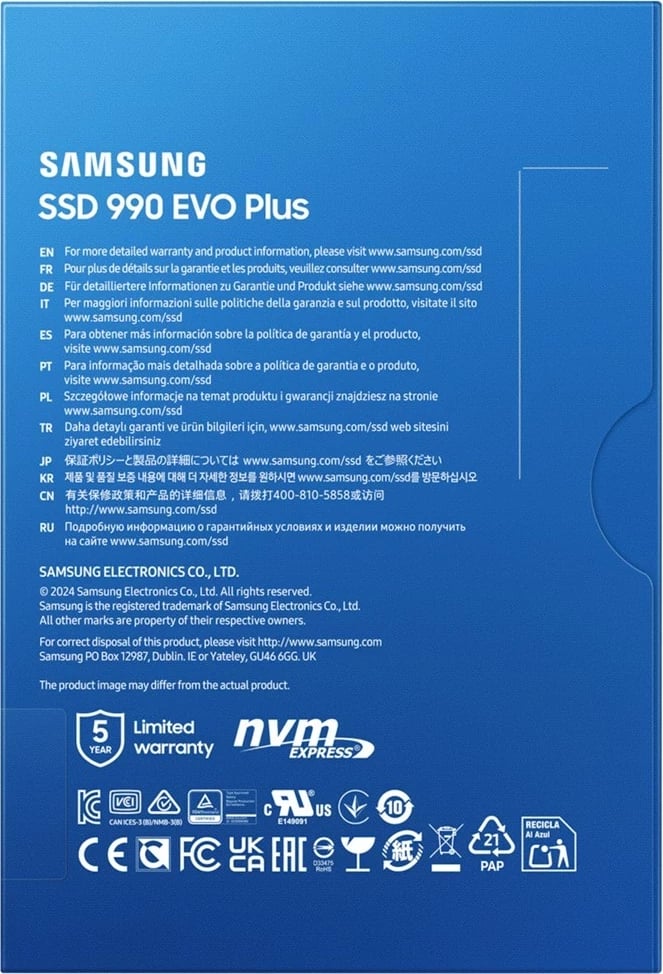 SSD Samsung MZ-V9S2T0, 2 TB, M.2, PCI Express 4.0, V-NAND TLC