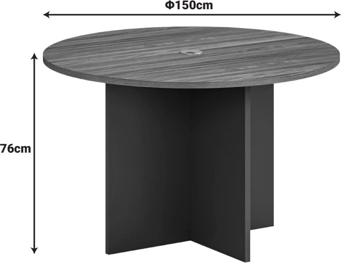 Tavolinë profesionale për zyre, rrumbullake, ngjyrë arre-antracit, Oscar, D150x76cm