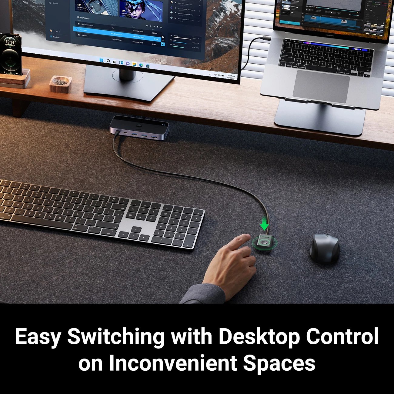 Switch USB 3.0 Ugreen CM662, 2-në-4, me 2 kabllo USB-A, e zezë