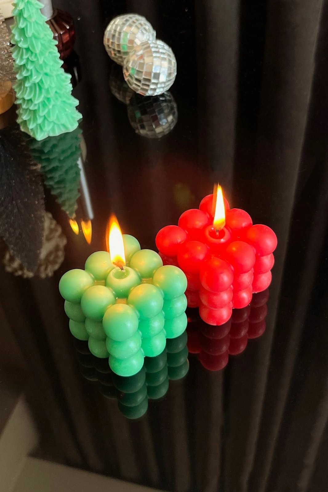 Set qirinjsh (2 copë), Evila Originals, Krishtlindje, jeshil dhe bardhë