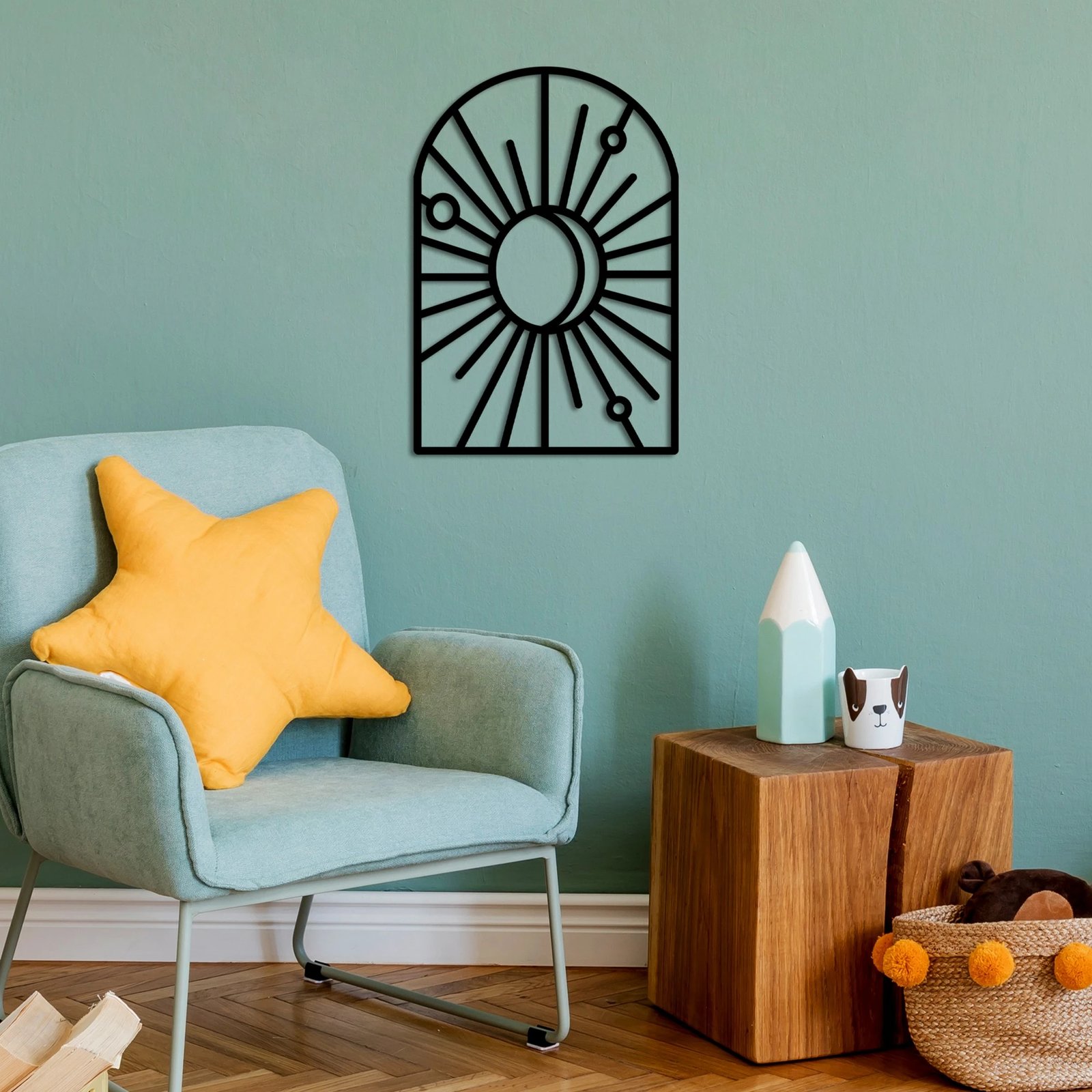 Aksesor dekorativ metalik për mur, dritare dhe hënë, Wallity, M