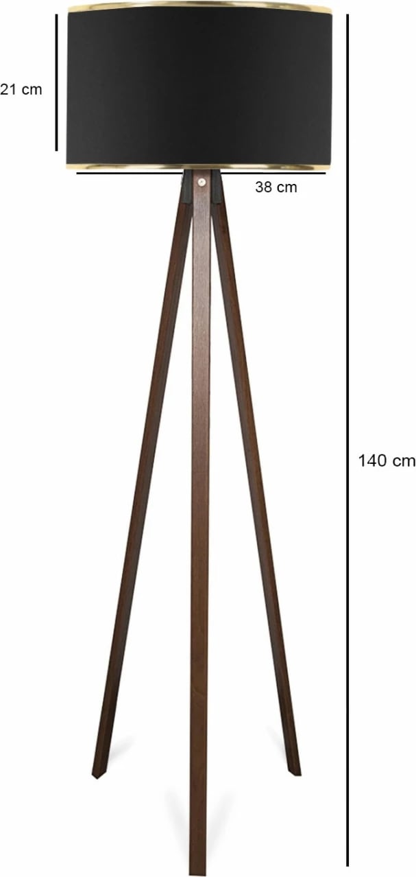 Llambë dyshemeje Opviq, AYD-2983, dru, kapak tekstili, ngjyrë e zezë, 140 cm