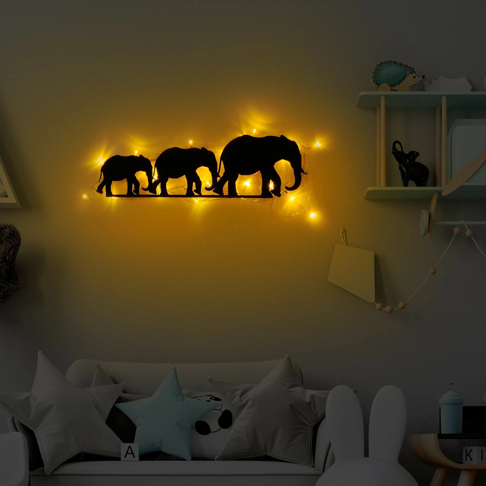 Aksesor dekorativ metalik për mur, elefant, Wallity 070