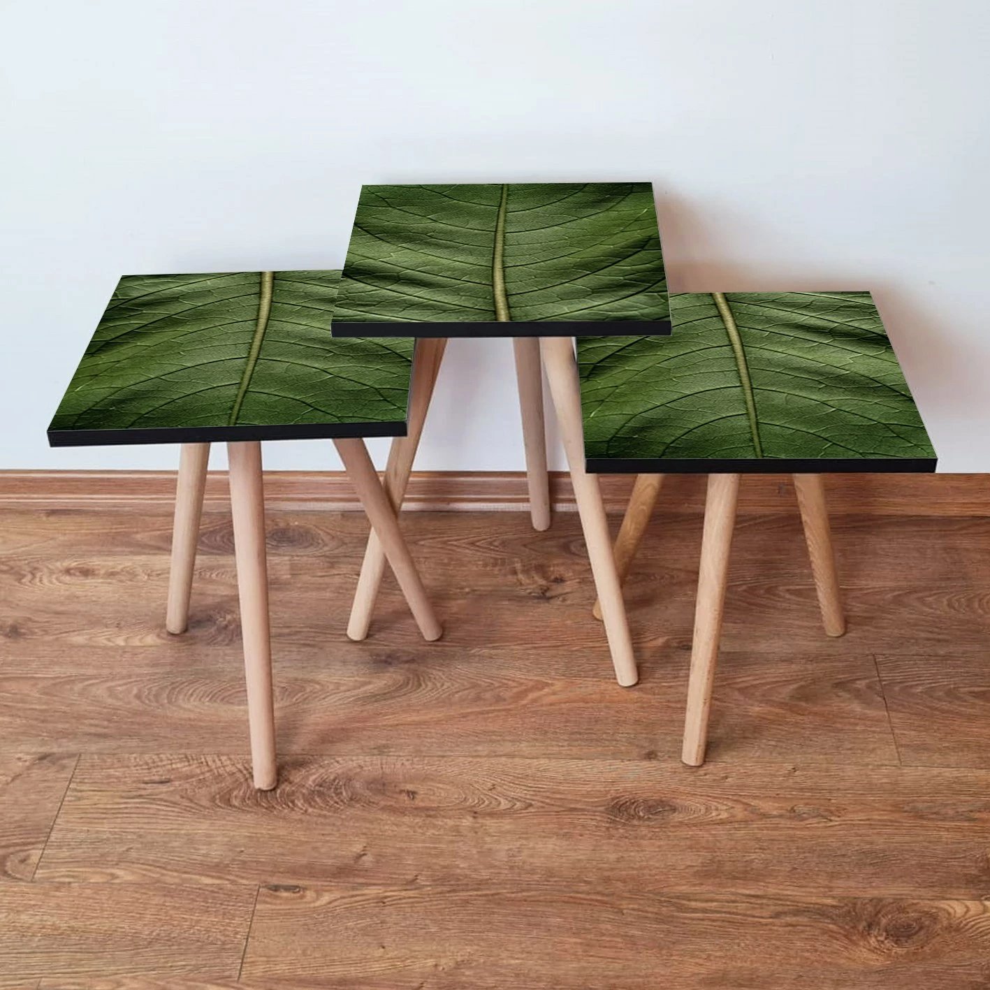 Set tavolinash të mbivendosura, 3 copë, ngjyrë e gjelbër, Skye Decor, 3Shp103