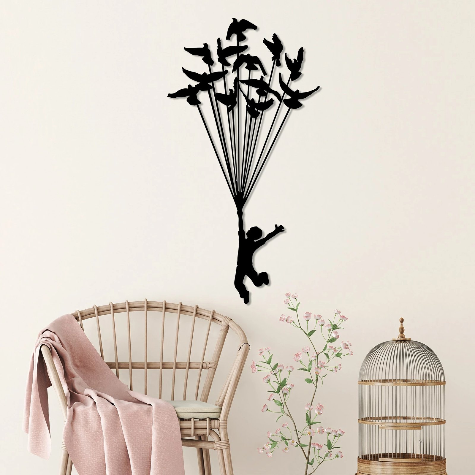 Aksesor dekorativ metalik për mur, Wallity, Djaloshi fluturues 3