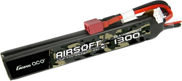 Bateri LiPo Gens ace GEA13002S25D2 për Airsoft, 1300mAh, 7.4V, 25C, T-plug, kamuflazh