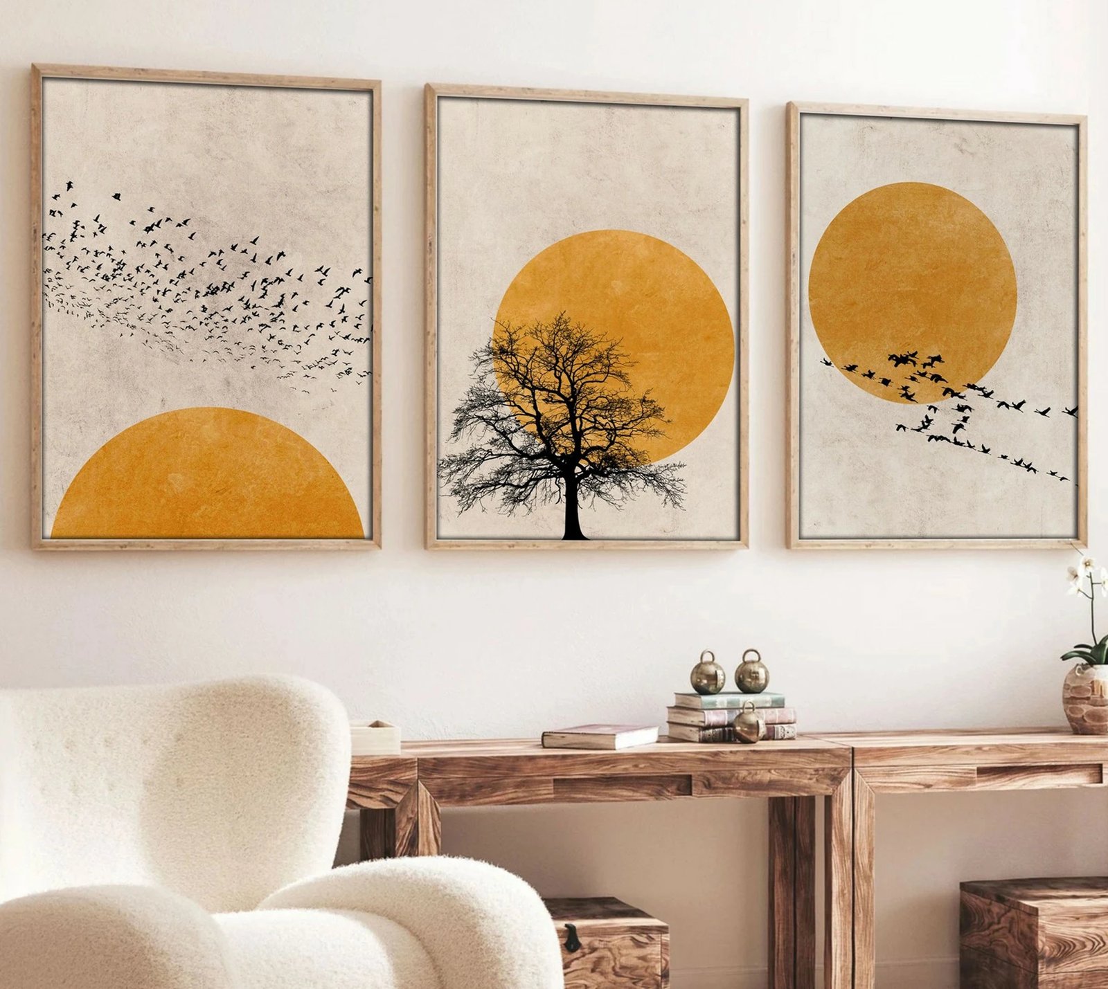 Pikturë dekorative me kornizë MDF (3 copë), Wallity, Huhu147, 50x70 cm