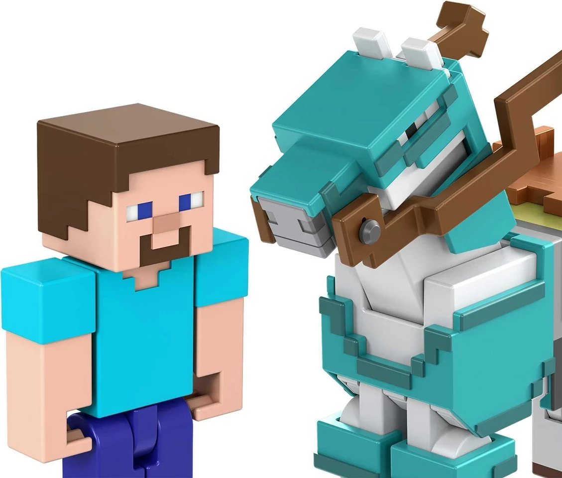 Figura Minecraft Steve dhe Kali i Armatosur, plastikë, shumëngjyrëshe