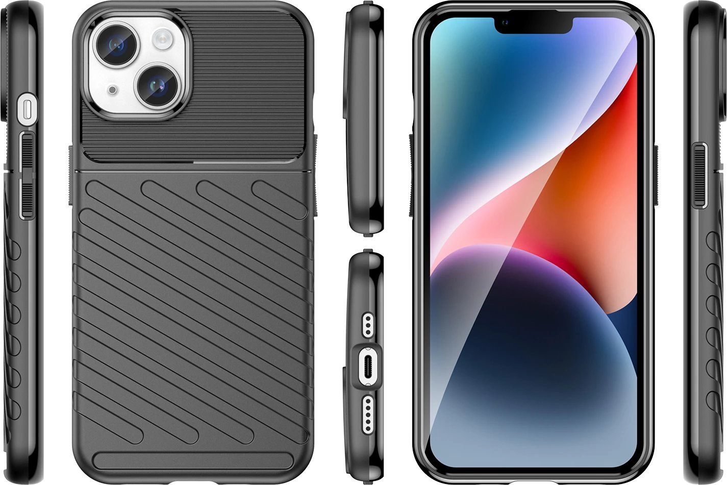 Mbështjellës iPhone 14 Plus Hurtel Thunder Case, i zi