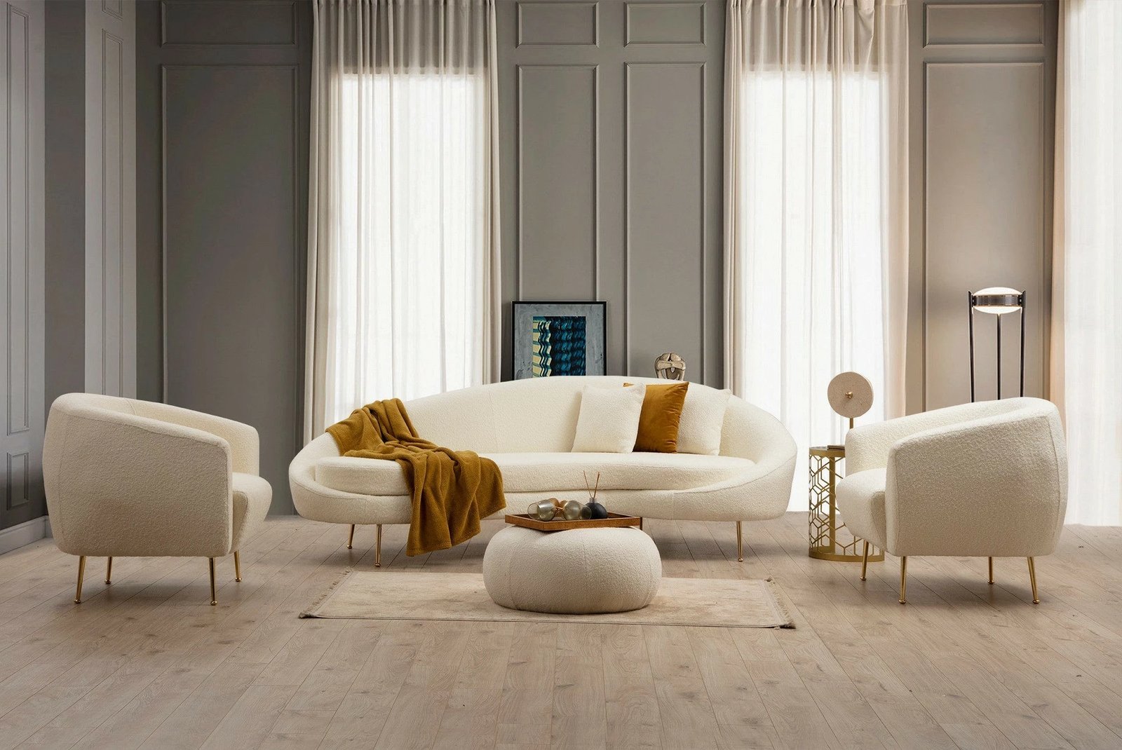 Divan treshe Atelier del Sofa, Eses, boucle krem
