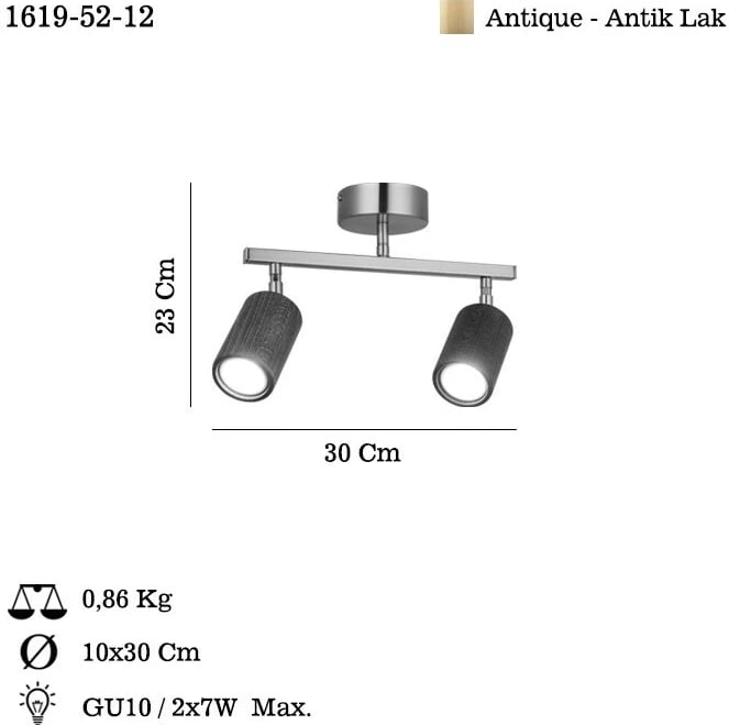 Llambë tavani Opviq, Legno - 52-12, ngjyrë llak antik
