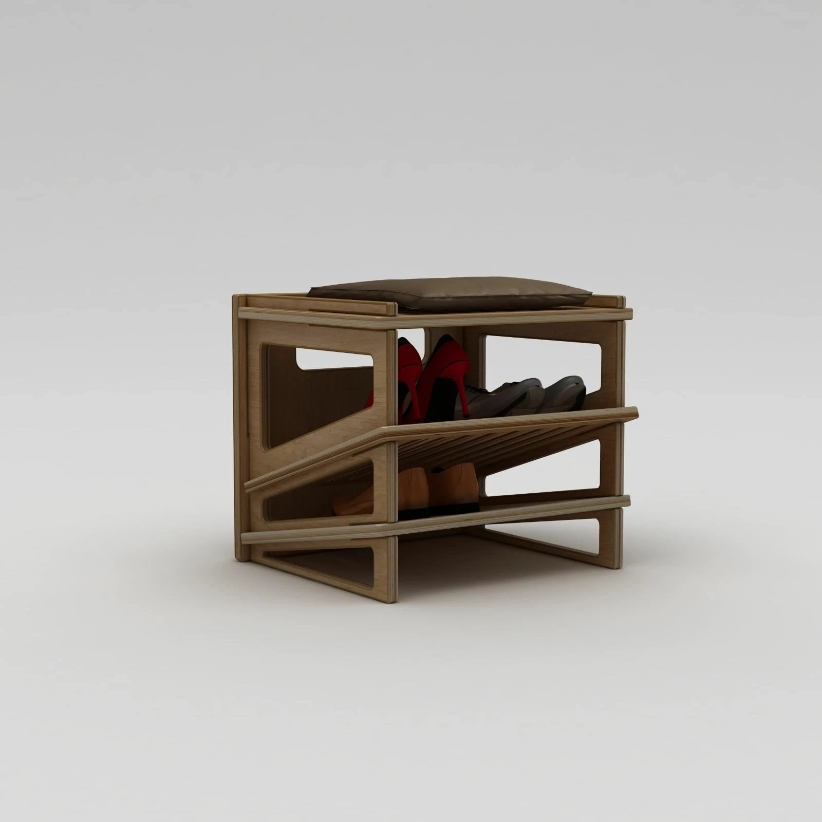 Dollap për këpucë Skye Decor, Jolly, dru natyral