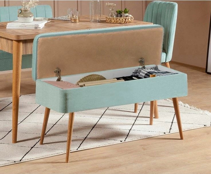 Tavolinë me karrige, zgjatshme, 5 pjesë, Skye Decor, Vina 0701 - 4, ngjyrë Atlantic, jeshile