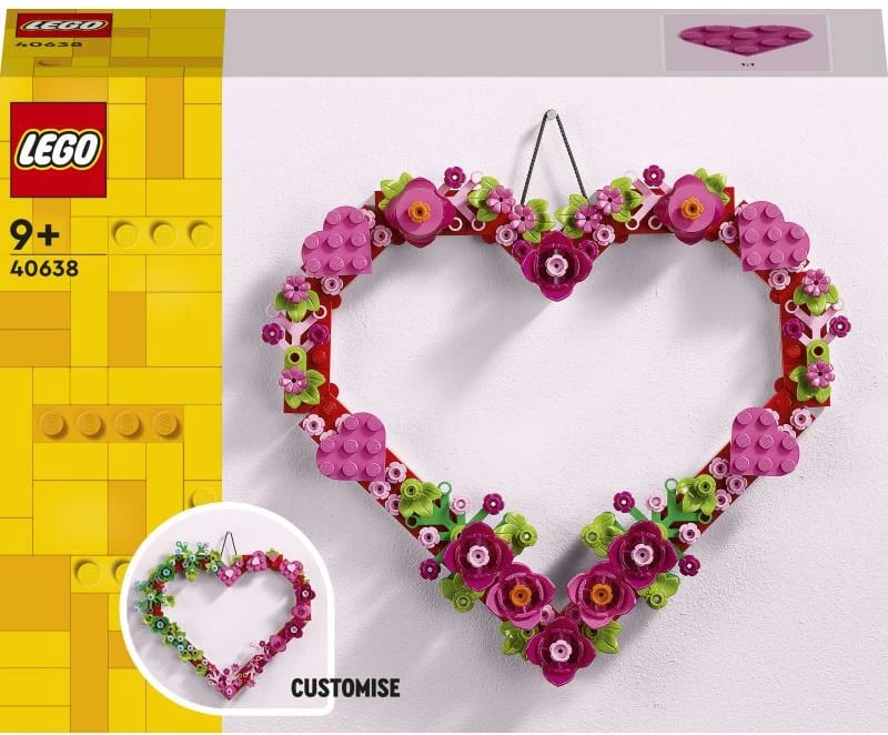 Set ndërtimi LEGO Heart Decoration 40638, dekor zemre për mur, 9+, i personalizueshëm