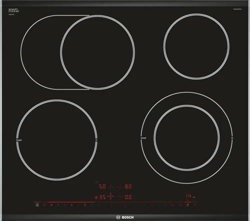 Pianurë qeramike Bosch PKN675DP1D, 4 zona, Touch, e zezë