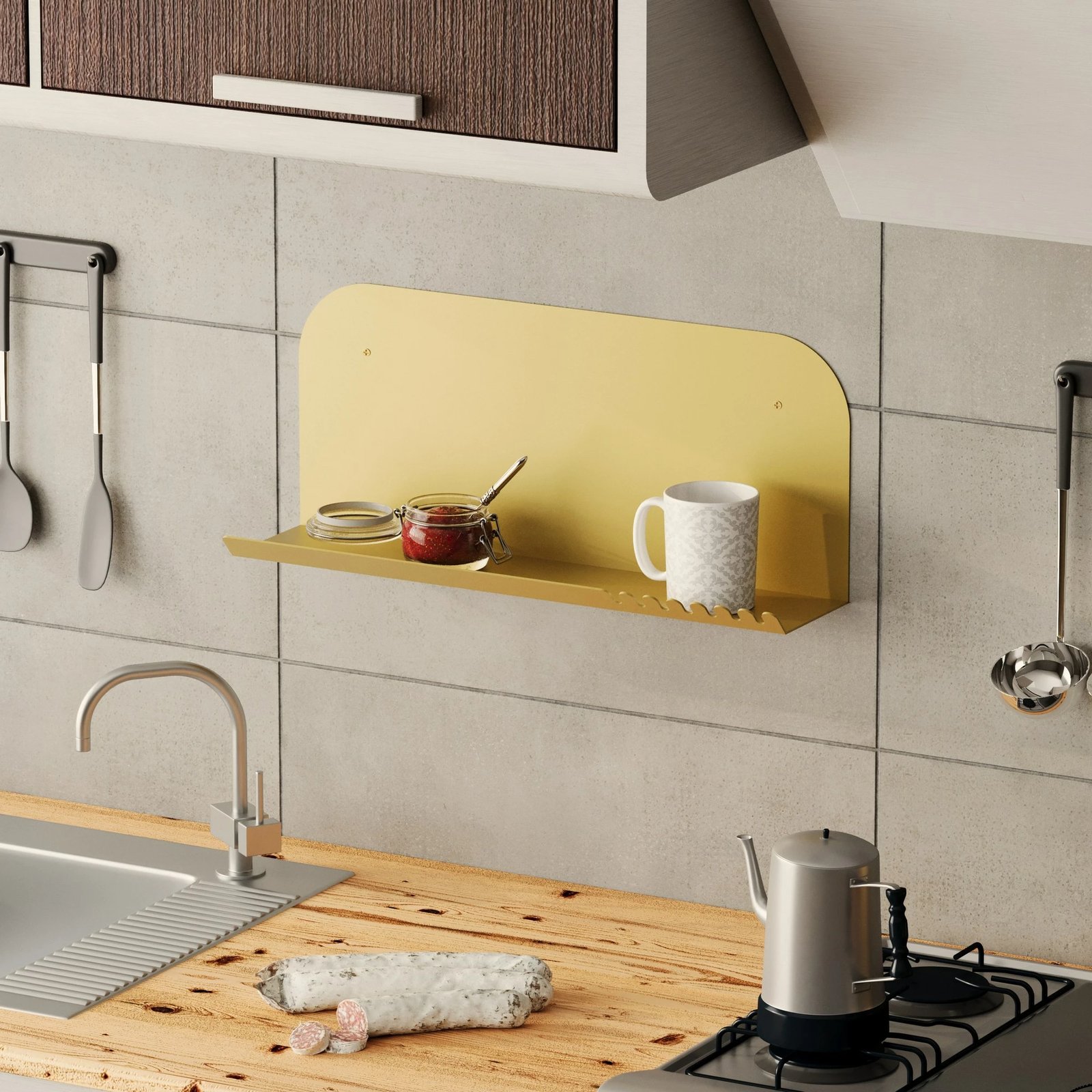 Raft muri metalik, ngjyrë ari, Hanah Home, Long Pouch