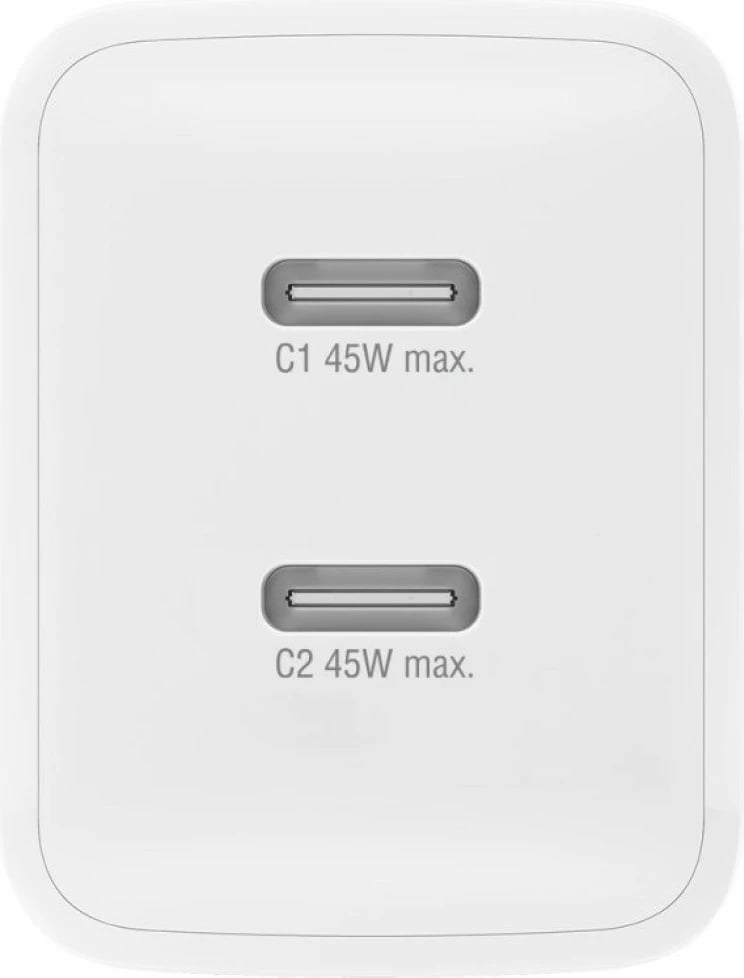 Karikues muri 4smarts PD Plug Dual 45W GaN 2xUSB-C, i bardhë