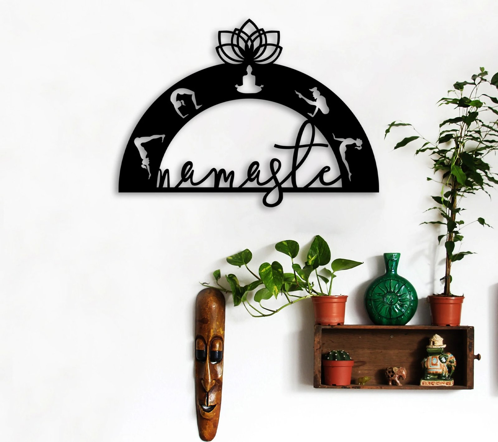 Aksesor dekorativ metalik për mur, Namaste, Wallity, ngjyrë e zezë