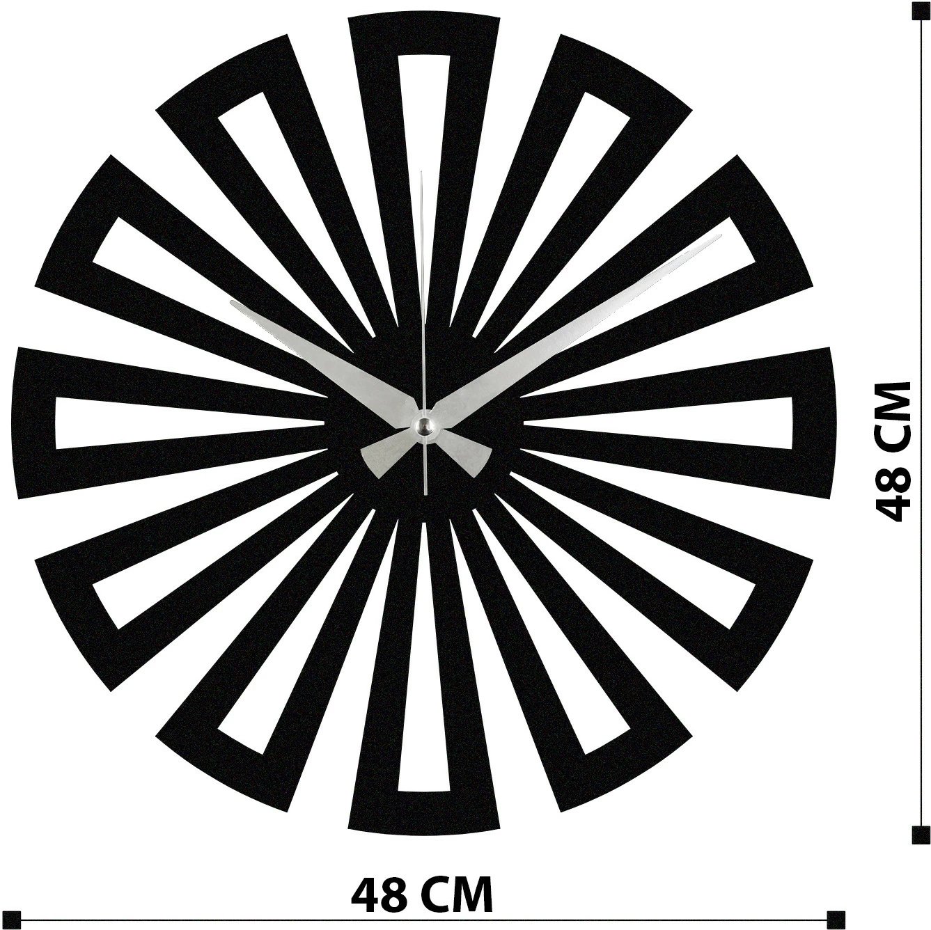 Orë muri dekorative prej metali, Wallity Enzoclock - S003, e zezë, 48x48cm