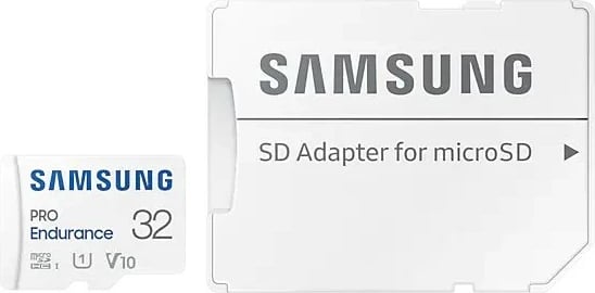 Kartelë memorie microSD Samsung Pro Endurance MB-MJ32KA/EU 32GB me adapter, Bardhë