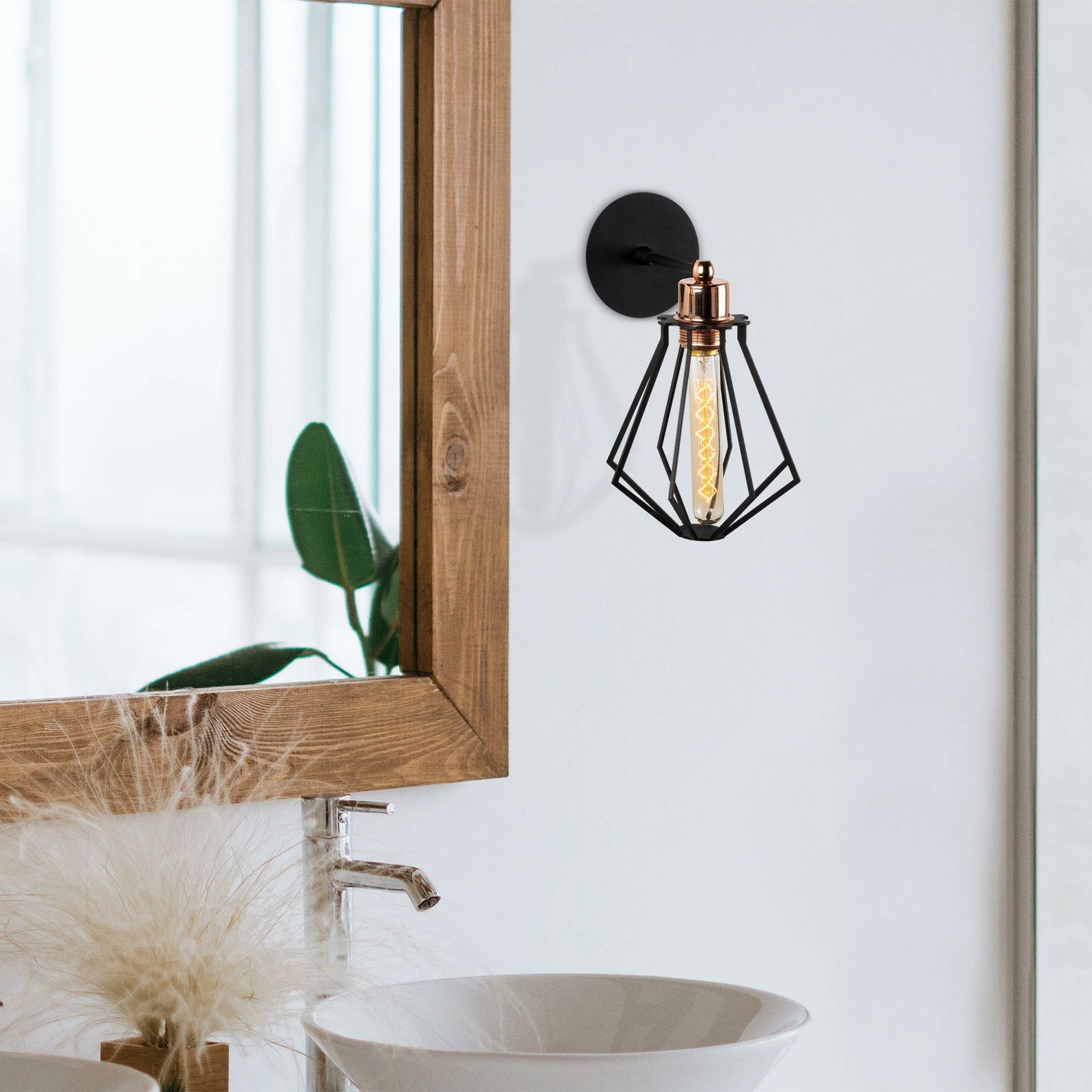 Llambë muri Opviq, Oylat - N-1042, metal, ngjyrë e zezë dhe bronzi, 18x30cm