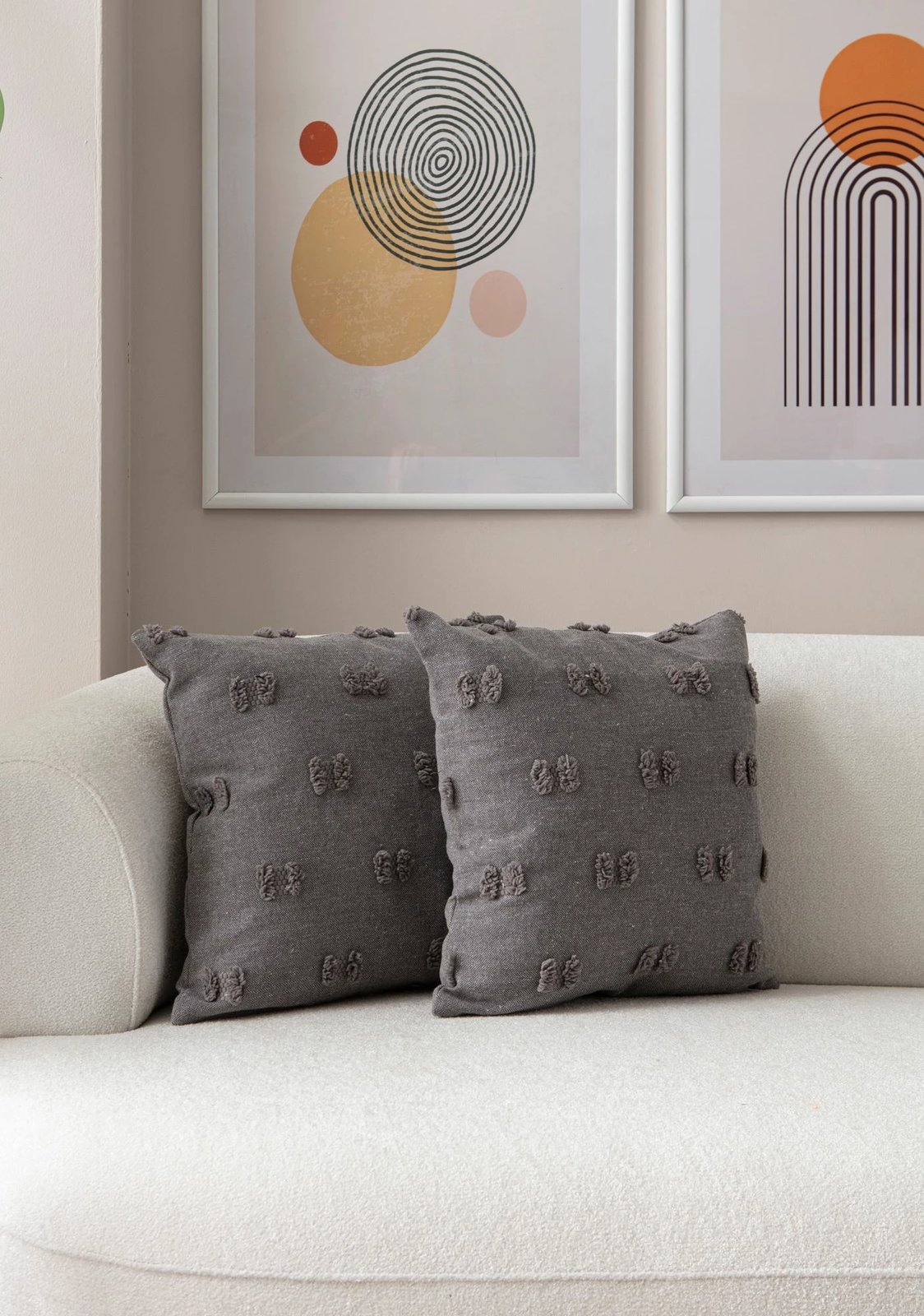 Set mbulesash për jastëk (2 copë), Evila Originals, Tuffet, ngjyrë gri v3