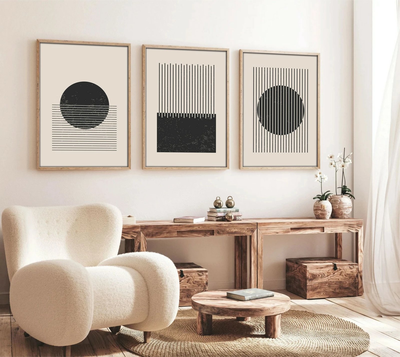 Pikturë dekorative me kornizë MDF (3 copë), Wallity, Huhu212, 30x40cm