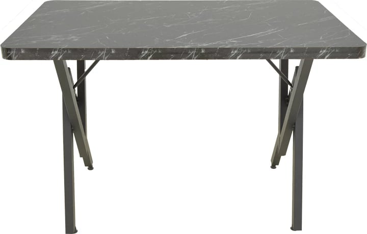 Tavolinë Vertex, efekt mermeri e zi, këmbë metalike të zeza, 110x70x72cm