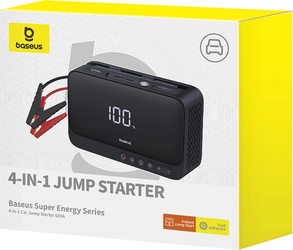 Jump starter Baseus Super Energy BS-CH013 4n1 me kompresor, powerbank 6000mAh, dritë LED, e zezë Jump starter Baseus Super Energy BS-CH013 4n1 me kompresor, powerbank 6000mAh, dritë LED, e zezë