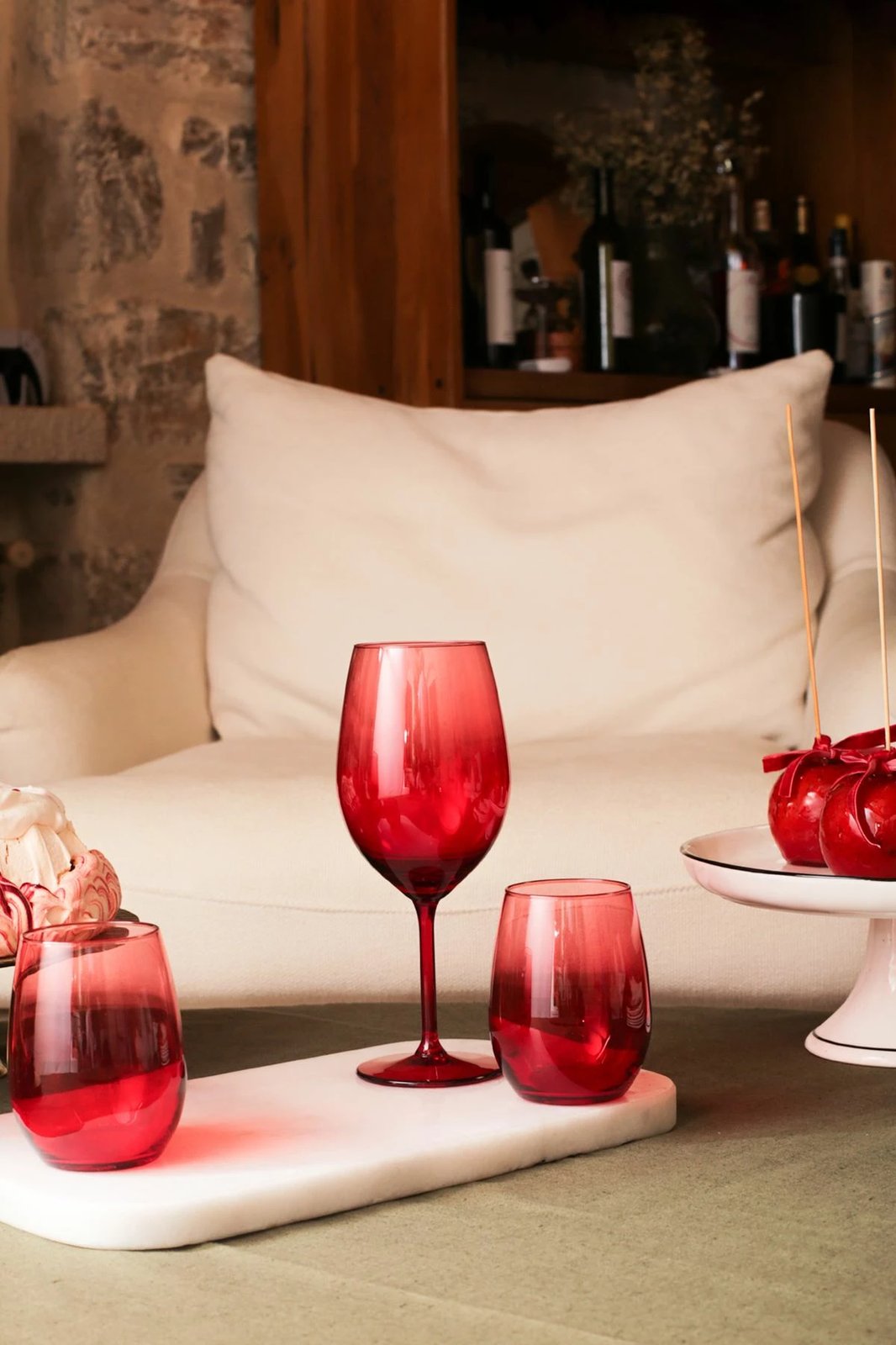 Set gotash prej qelqi (4 copë), Hermia Concept, Larc 350, e kuqe