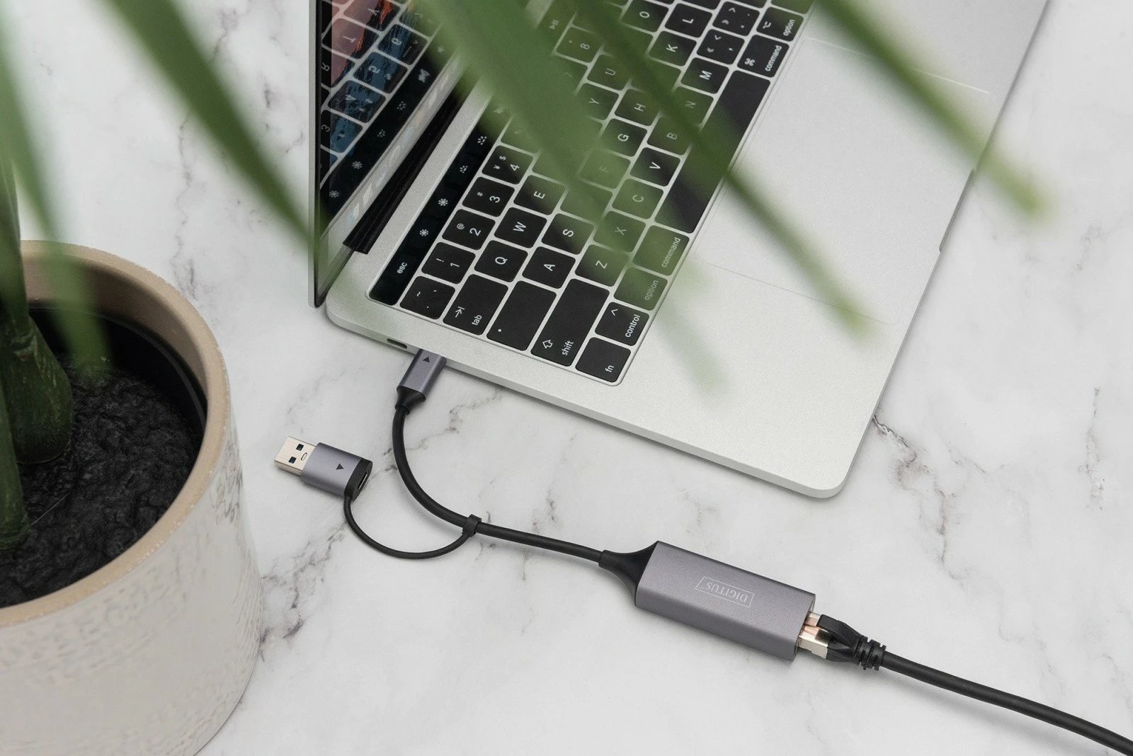 Adapter rrjeti LAN Digitus DN-3028, USB-C + USB-A, 2.5 Gbps, Gri