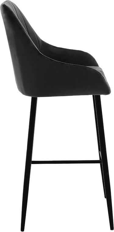 Karrige për bar Patrin, këmbë metalike të zeza, kadife e zezë