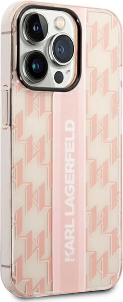 Mbështjellës Karl Lagerfeld Mono Vertical Stripe për iPhone 14 Pro 6.1", rozë