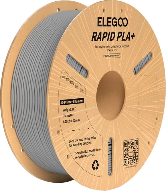 Filament 3D Elegoo Rapid PLA+, 1.75 mm, 1 kg, Gri