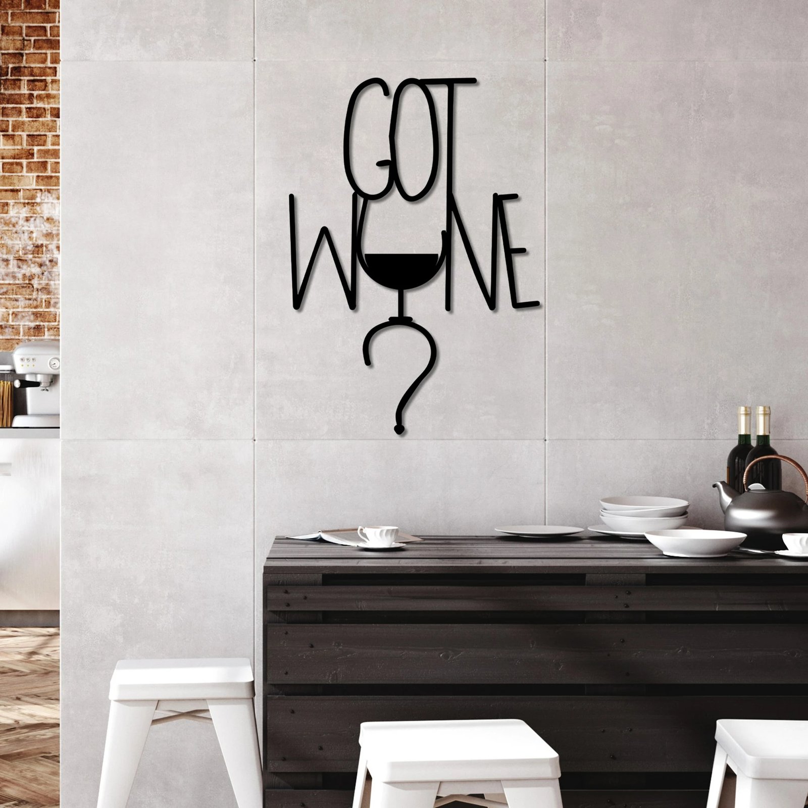 Aksesor dekorativ metalik për mur, Wallity, Got Wine