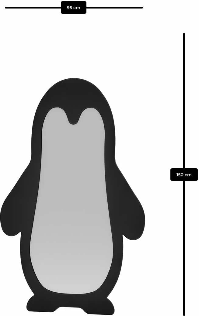 Pasqyrë qëndrore formë pinguini, ngjyrë e zezë, Skye Decor