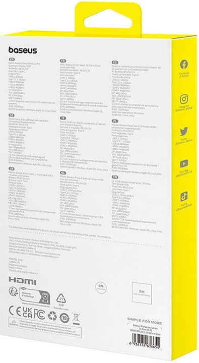 Hub Baseus PortalJoy 13in1, USB-C në HDMI+DP+VGA+C+USB+PD+RJ45+SD/TF+3.5mm, Gri