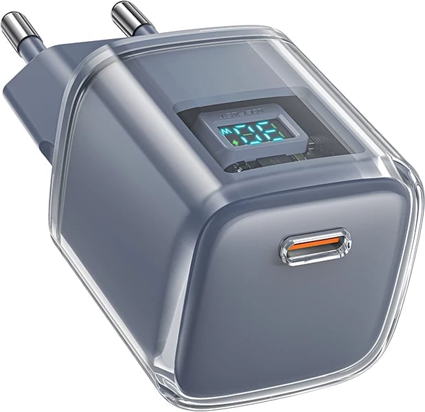 Karikues muri Acefast A53, 30W, USB-C, me ekran LED, Gri